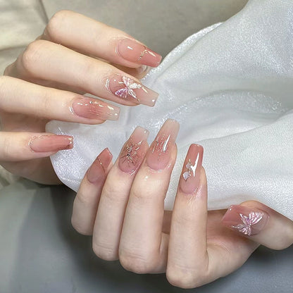 Minimalist French Wearable Nails New Versatile Daily Gradient Pure Desire Style Nail Art Brightening Handmade Detachable Nail Tips