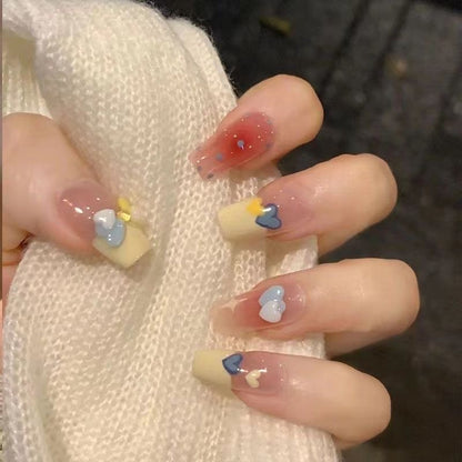 Minimalist French Wearable Nails New Versatile Daily Gradient Pure Desire Style Nail Art Brightening Handmade Detachable Nail Tips