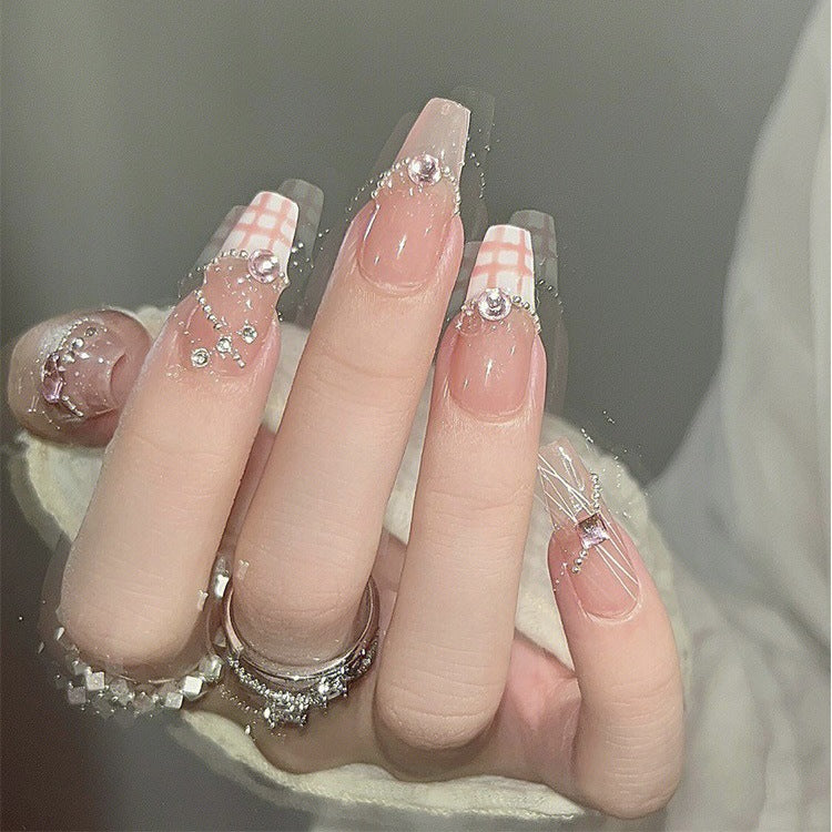 Minimalist French Wearable Nails New Versatile Daily Gradient Pure Desire Style Nail Art Brightening Handmade Detachable Nail Tips