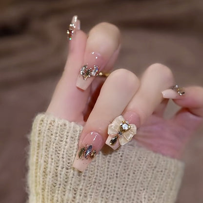 Minimalist French Wearable Nails New Versatile Daily Gradient Pure Desire Style Nail Art Brightening Handmade Detachable Nail Tips