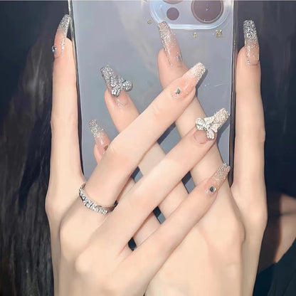 Minimalist French Wearable Nails New Versatile Daily Gradient Pure Desire Style Nail Art Brightening Handmade Detachable Nail Tips