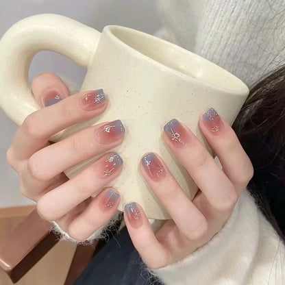 Minimalist French Wearable Nails New Versatile Daily Gradient Pure Desire Style Nail Art Brightening Handmade Detachable Nail Tips