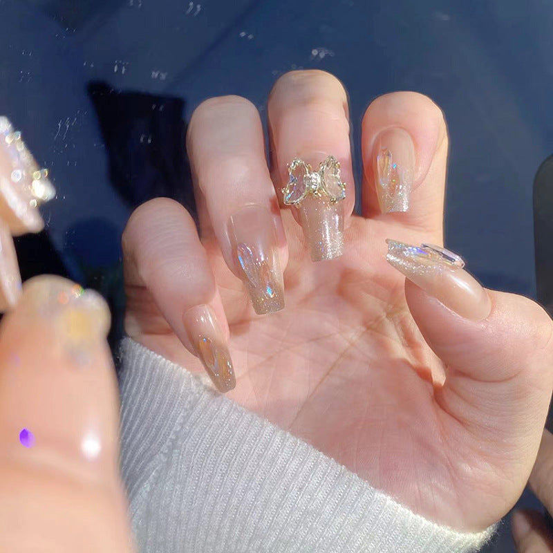 Minimalist French Wearable Nails New Versatile Daily Gradient Pure Desire Style Nail Art Brightening Handmade Detachable Nail Tips