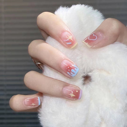 Minimalist French Wearable Nails New Versatile Daily Gradient Pure Desire Style Nail Art Brightening Handmade Detachable Nail Tips