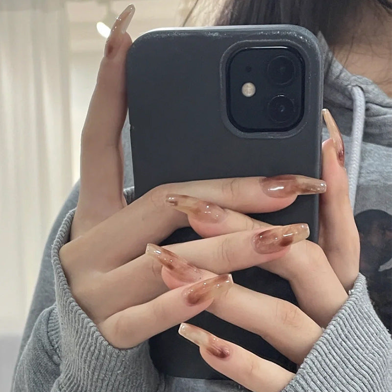 Minimalist French Wearable Nails New Versatile Daily Gradient Pure Desire Style Nail Art Brightening Handmade Detachable Nail Tips