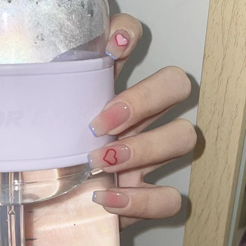 Minimalist French Wearable Nails New Versatile Daily Gradient Pure Desire Style Nail Art Brightening Handmade Detachable Nail Tips