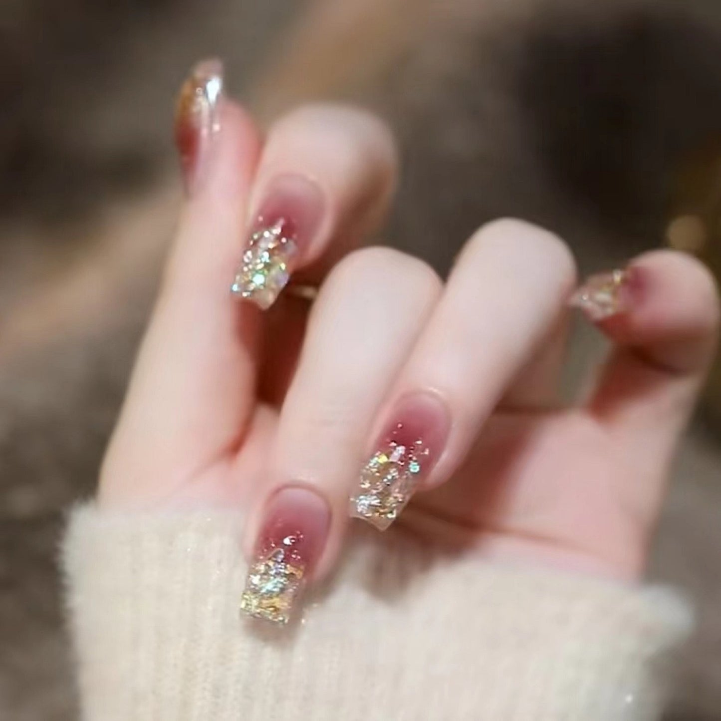 Minimalist French Wearable Nails New Versatile Daily Gradient Pure Desire Style Nail Art Brightening Handmade Detachable Nail Tips