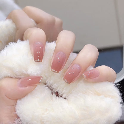 Minimalist French Wearable Nails New Versatile Daily Gradient Pure Desire Style Nail Art Brightening Handmade Detachable Nail Tips