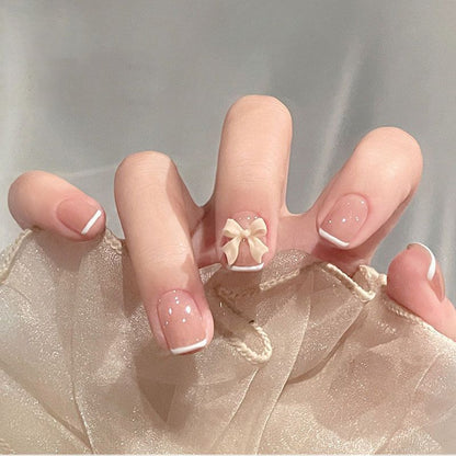 Minimalist French Wearable Nails New Versatile Daily Gradient Pure Desire Style Nail Art Brightening Handmade Detachable Nail Tips