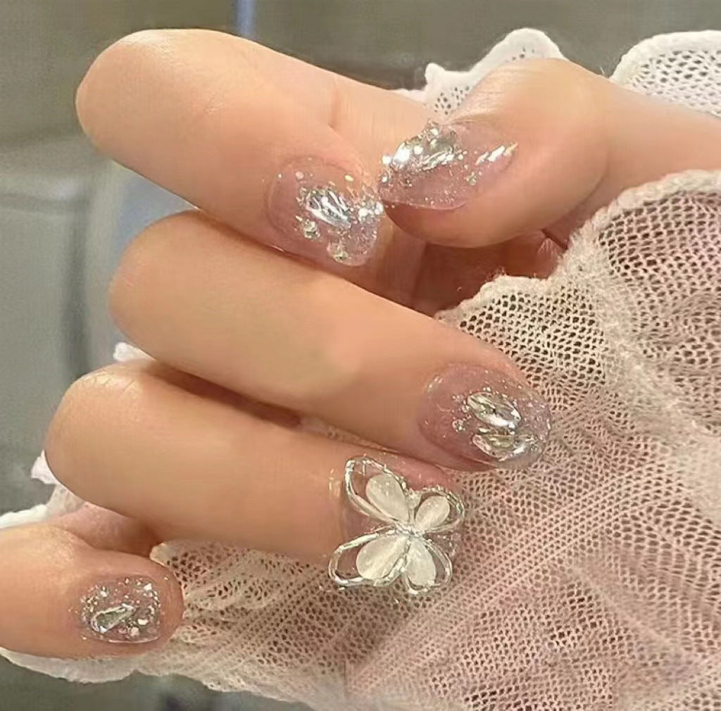 Minimalist French Wearable Nails New Versatile Daily Gradient Pure Desire Style Nail Art Brightening Handmade Detachable Nail Tips