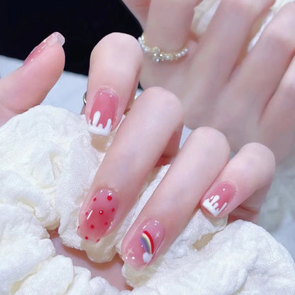 Minimalist French Wearable Nails New Versatile Daily Gradient Pure Desire Style Nail Art Brightening Handmade Detachable Nail Tips