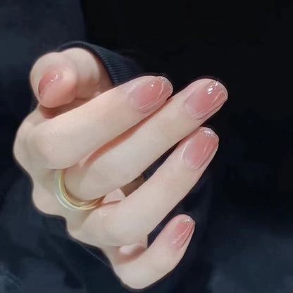 Minimalist French Wearable Nails New Versatile Daily Gradient Pure Desire Style Nail Art Brightening Handmade Detachable Nail Tips