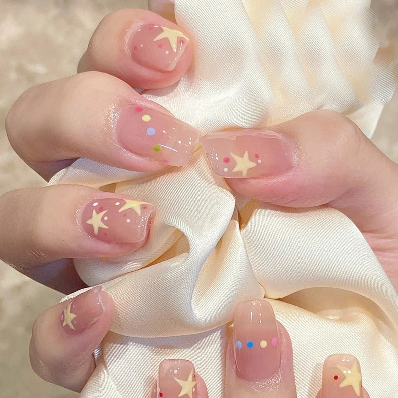Minimalist French Wearable Nails New Versatile Daily Gradient Pure Desire Style Nail Art Brightening Handmade Detachable Nail Tips