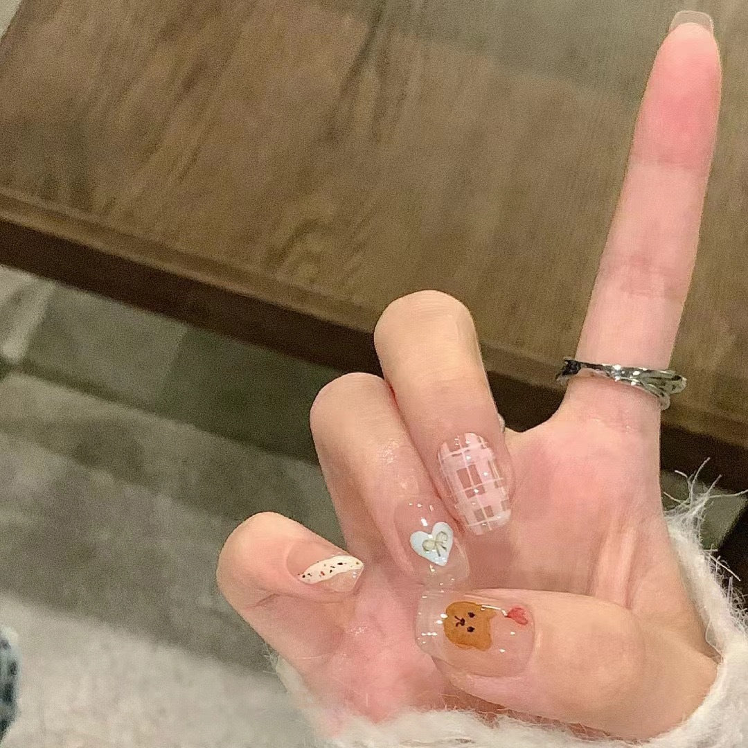 Minimalist French Wearable Nails New Versatile Daily Gradient Pure Desire Style Nail Art Brightening Handmade Detachable Nail Tips