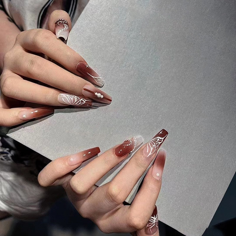 Minimalist French Wearable Nails New Versatile Daily Gradient Pure Desire Style Nail Art Brightening Handmade Detachable Nail Tips