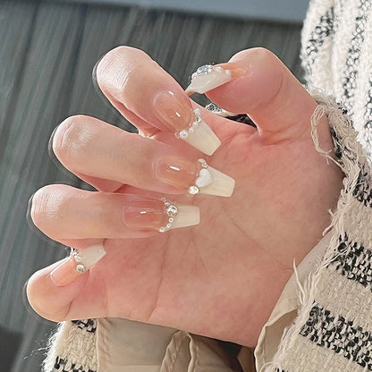 Minimalist French Wearable Nails New Versatile Daily Gradient Pure Desire Style Nail Art Brightening Handmade Detachable Nail Tips